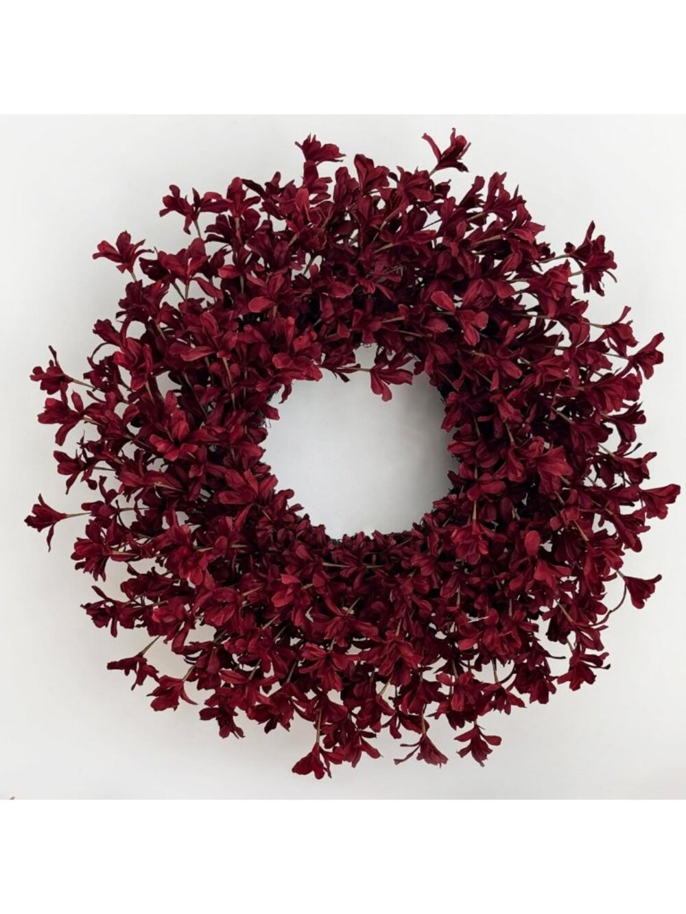 24-Inch Burgundy Fall Wreath for Front Door - Artificial Forsythia Decor